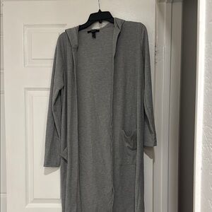 Gray Hooded Cardigan Cotton